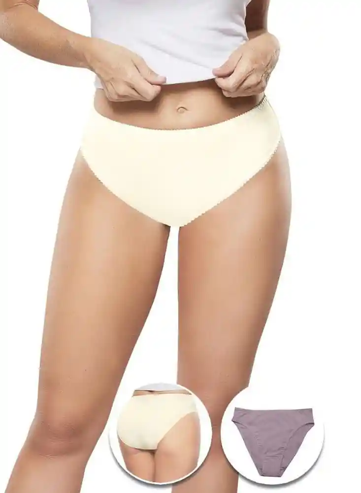 Panty Tanga Para Mujer X2 Xl - Nata