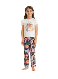 Pijama Camiseta Manga Corta y Pantalón Largo Blanco Talla 4