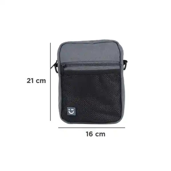 Bolso Crossbody Con Bolsa Frontal de Red Gris Miniso