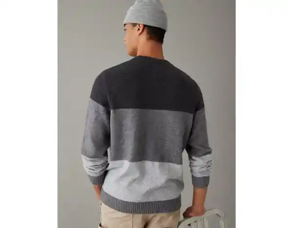 Suéter Tejido de Hombre Gris Talla Medium American Eagle