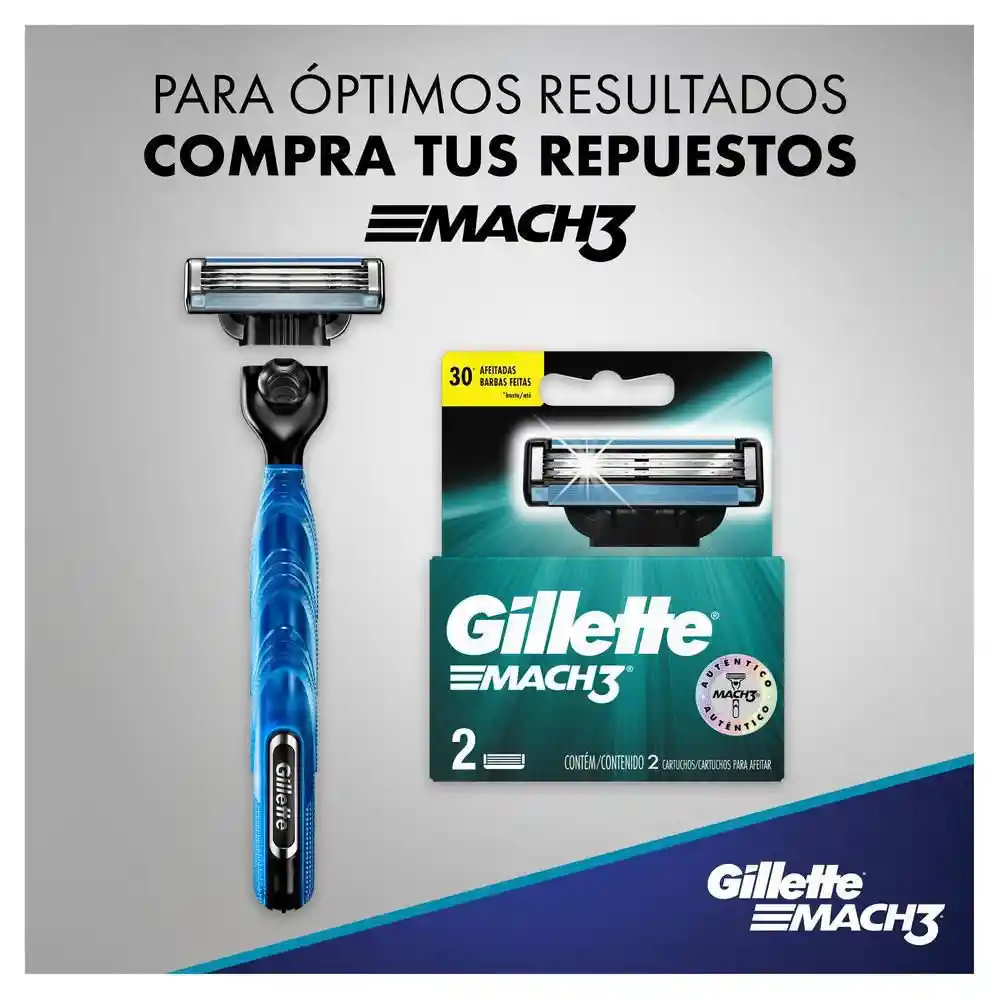 Gillette Kit Máquina Recargables y Gel para Afeitar Mach 3