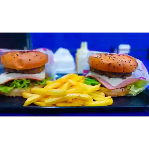 Max Combo Doble + Papas + Bebidas X2