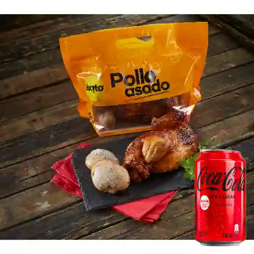 Medio Pollo Asado +Acompañante +Cocacola S/az 330ML