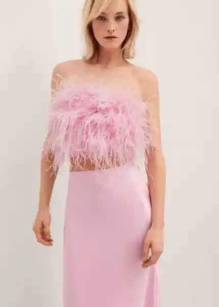 Top Feather Rosa Pastel Talla L Mujer Mango