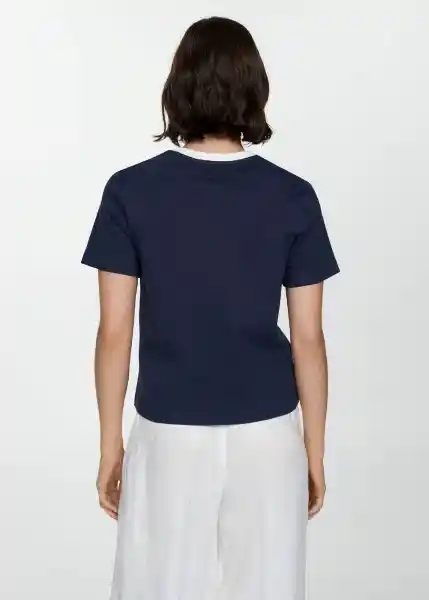 Camiseta Contrast-h Navy Talla XL Mujer Mango