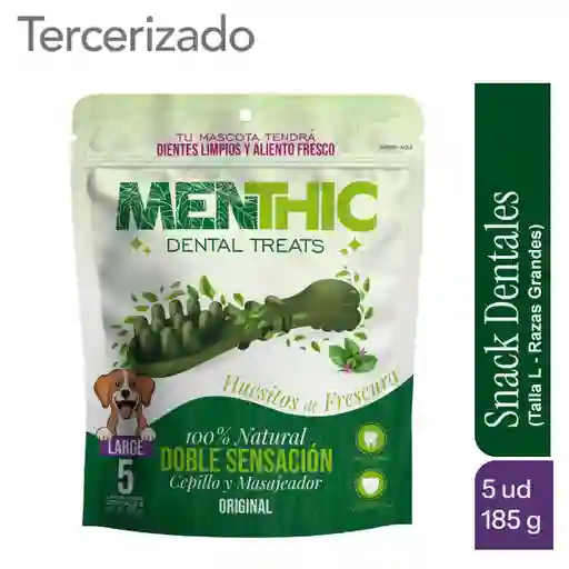 Menthic Cepillos Talla L. Snacks Dentales x 5 unidades (185 gr)