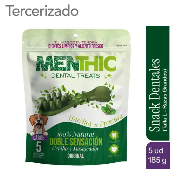 Menthic Cepillos Talla L. Snacks Dentales x 5 unidades (185 gr)