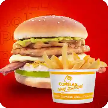 Combo Hamburguesa Pollo 1/4 Lb + Papas
