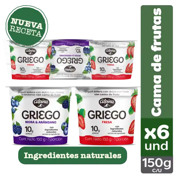 Alpina Yogurt Griego Cama de Frutas Surtido