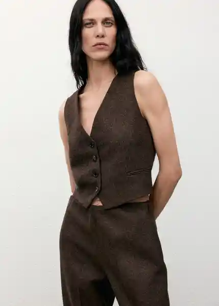 Chaleco Piper Marrón Talla S Mujer Mango