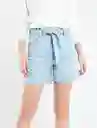 Short Minie Mujer Azul Índigo Claro Talla 8 Naf Naf