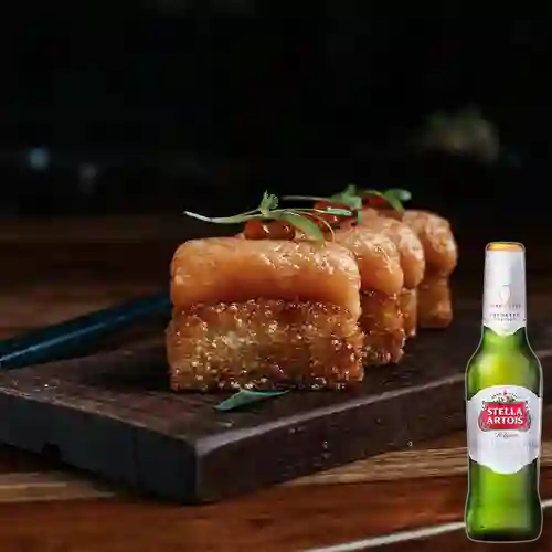 Combo Salmón Crispy Rice + Stella Artois Bot. 330ml
