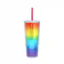 Vaso de Plástico de Doble Capa Con Pitillo Rainbow Series Miniso