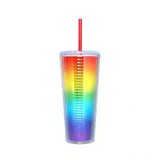 Vaso de Plástico de Doble Capa Con Pitillo Rainbow Series Miniso