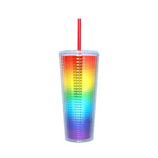 Vaso de Plástico de Doble Capa Con Pitillo Rainbow Series Miniso