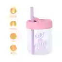 Vaso de Vidrio de Con Tapa de Silicona Rosa Miniso