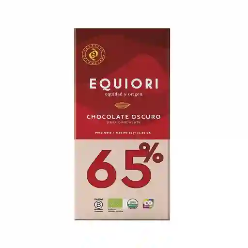 Equiori Barra de Chocolate Oscuro Orgánico 65 %