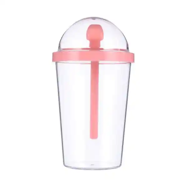 Vaso Plástico Para Ensalada Mediano Rosado Miniso