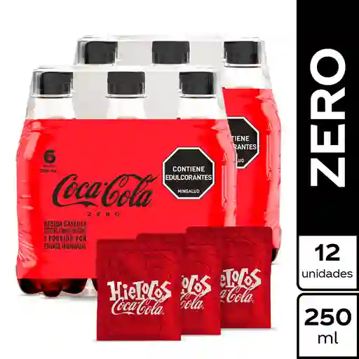 Combo Gaseosa Coca-Cola Zero 250 mL x 12 Und + Hieloco