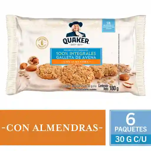 Quaker Galletas Integrales de Avena con Almendra sin Azúcar 