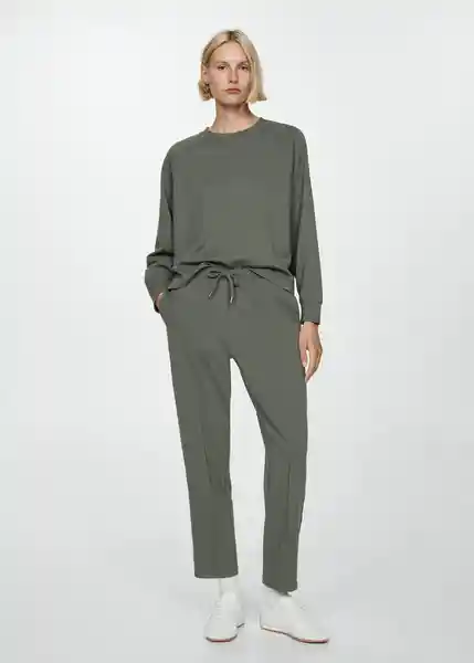 Pantalón Pique Khaki Talla L Mujer Mango