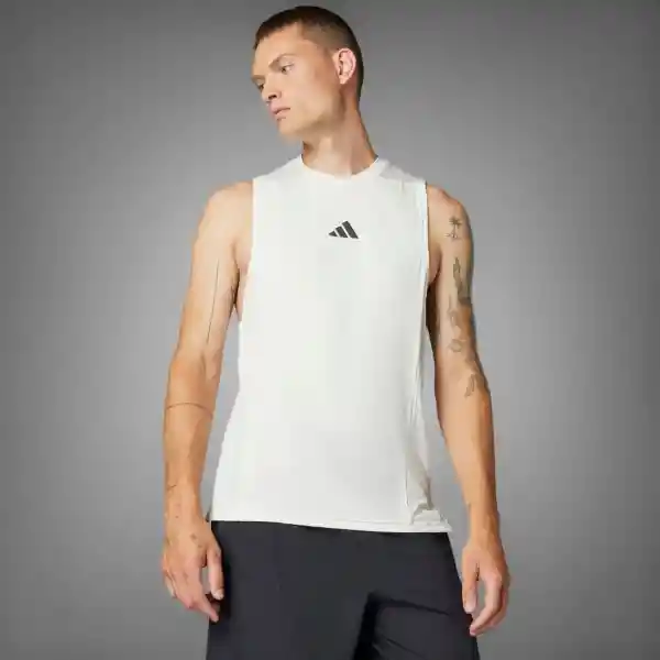 Adidas Camiseta D4T Int Tank Entrenamiento Hombre Blanco Talla M