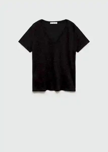 Camiseta Linito Negro Talla S Mujer Mango