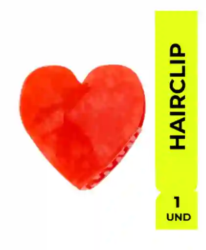 Hairclip Gancho Corazón Rojo Pinza Neon