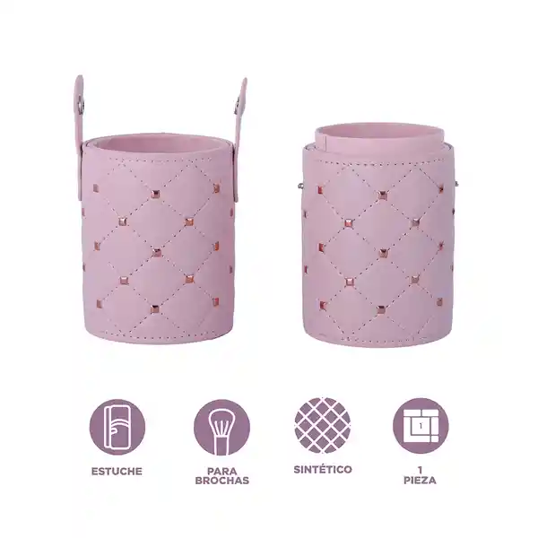 Organizador Plástico Brocha Maquillaje Patrón Rosa L Miniso