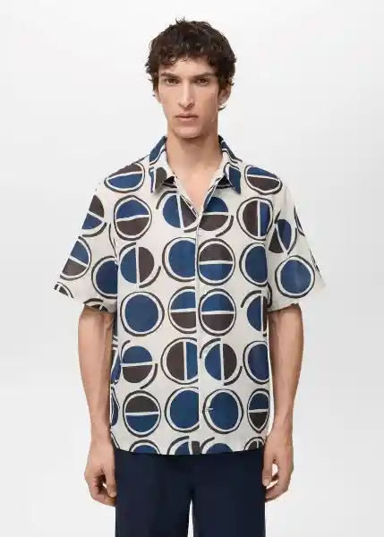 Camisa Begur Blanco Talla M Hombre Mango