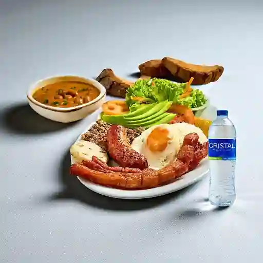 Combo Bandeja Paisa + Agua Cristal