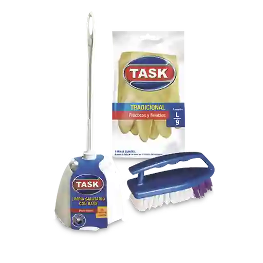 Task Cepillo Sanitario Con Base + Cepillo Plancha + Guantes