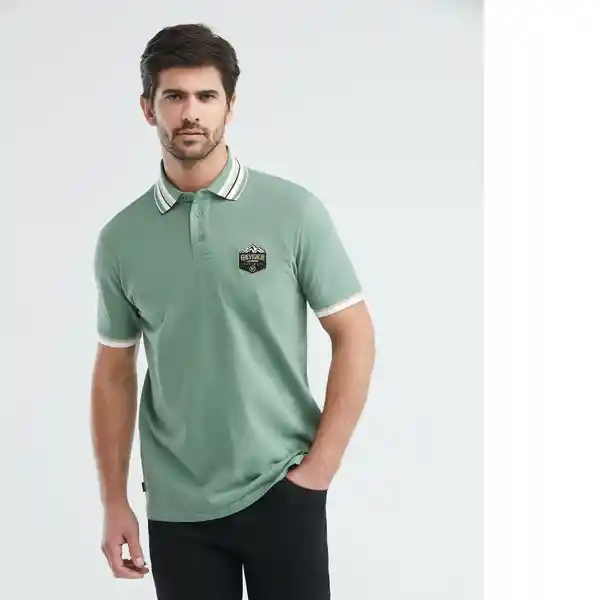 Camiseta Lines Contrast Neck Hombre Verde Talla M Chevignon