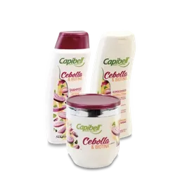 Capibell Kit de Shampoo Bálsamo y Mascarilla Cebolla Biotina