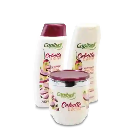 Capibell Kit de Shampoo Bálsamo y Mascarilla Cebolla Biotina