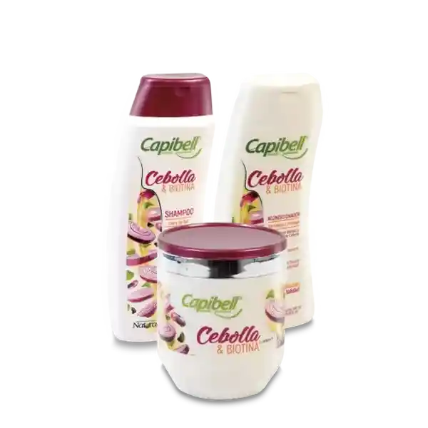 Capibell Kit de Shampoo Bálsamo y Mascarilla Cebolla Biotina