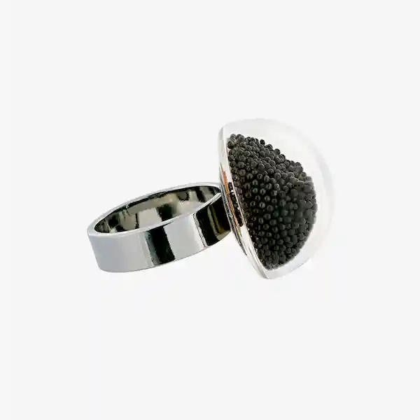 Inkanta Anillo Mini Dome Perlas Negro