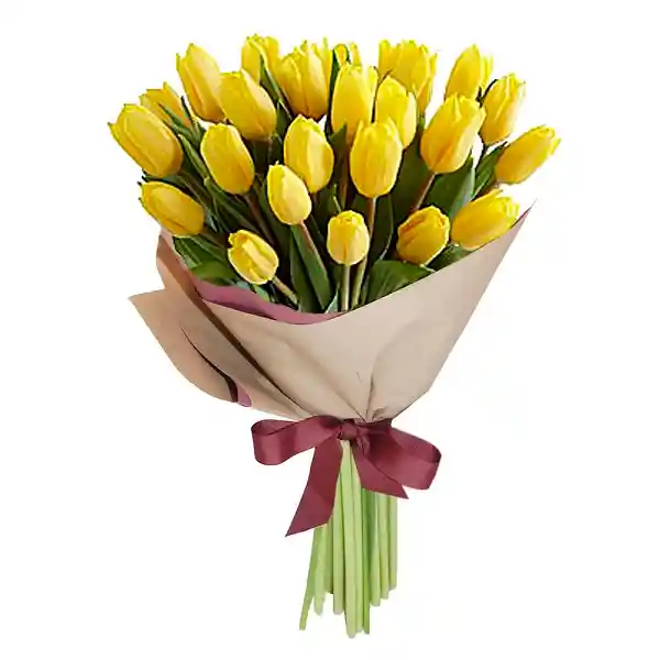 Arreglo Floral 25 Tulipanes Amarillos O Sole Mio En Ramo