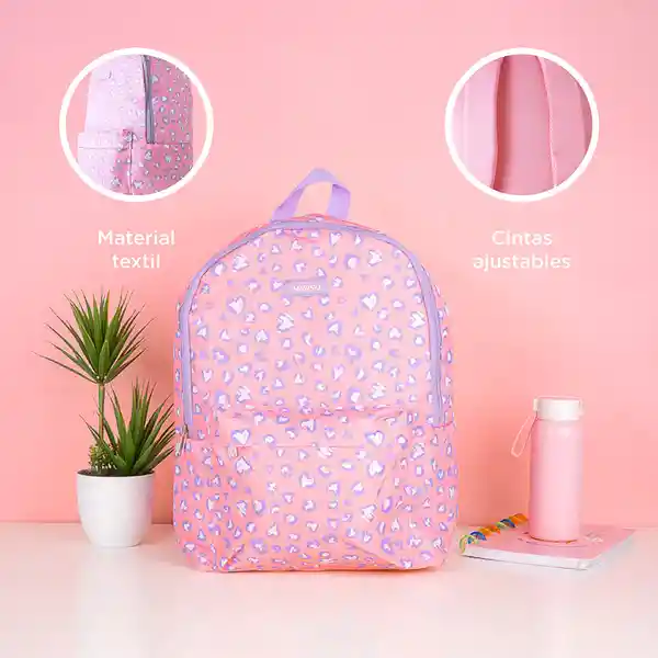 Maleta Básica Estampado Leopardo Rosa y Lila Miniso