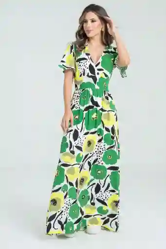 Vestido Flowy Color Verde Pasto Talla S Ragged