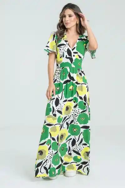 Vestido Flowy Color Verde Pasto Talla S Ragged
