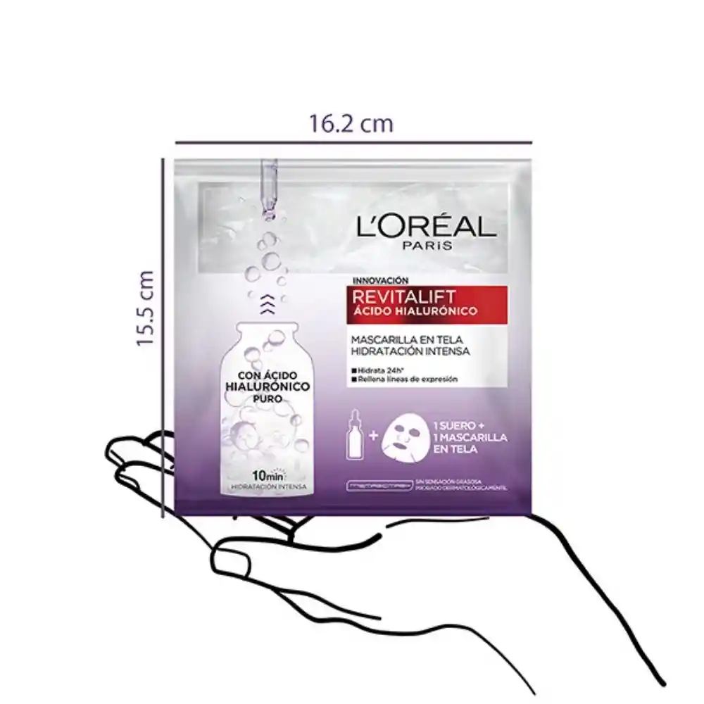 Mascarilla Facial Loreal Paris con Acido Hialuronico 