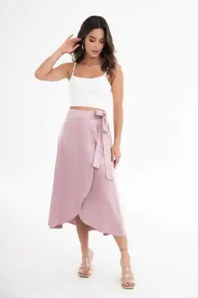 Regged Falda Wrap Sateen Color Rosado Palo de Rosa Talla 10