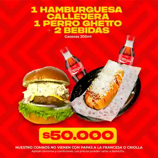 Combo hamburguesa callejera+perro ghetto