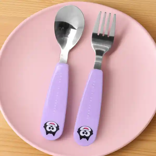 Set de Cubiertos Tenedor y Cuchara Koukou Love Púrpura Miniso