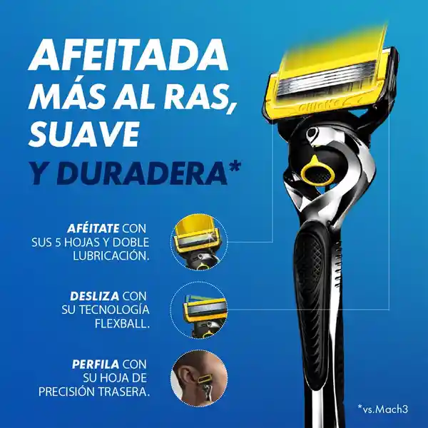 GILLETTE Proshield Repuestos Cuchilla de Afeitar Máquina de Afeitar con 5 Hojas Afeitado más al Ras Afeitadora para Hombre 4 Uds