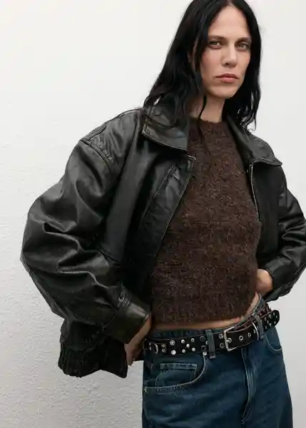 Saco Jersey Tosca Chocolate Talla L Mujer Mango