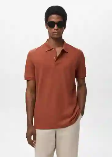 Camiseta Polo Rea Terracota Talla S Hombre Mango