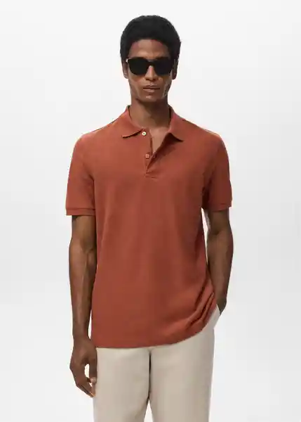 Camiseta Polo Rea Terracota Talla S Hombre Mango