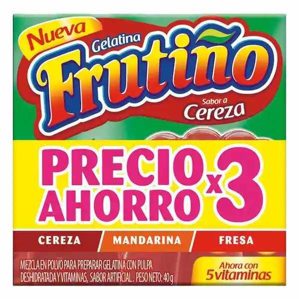 Frutiño Pack Gelatina Fresa Mandarina y Cereza